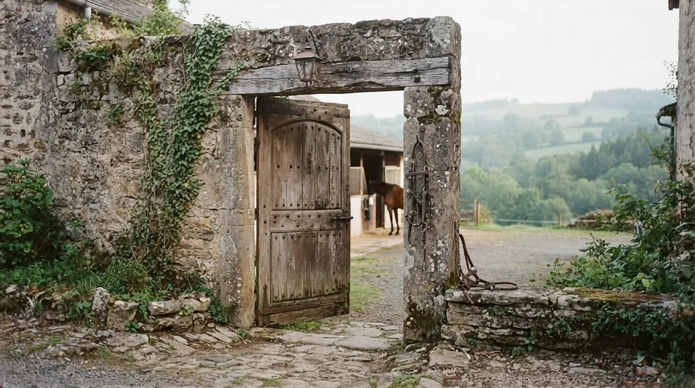 Entrée du Les Écuries de l’Emeraude, centre équestre à Saint-Sauveur