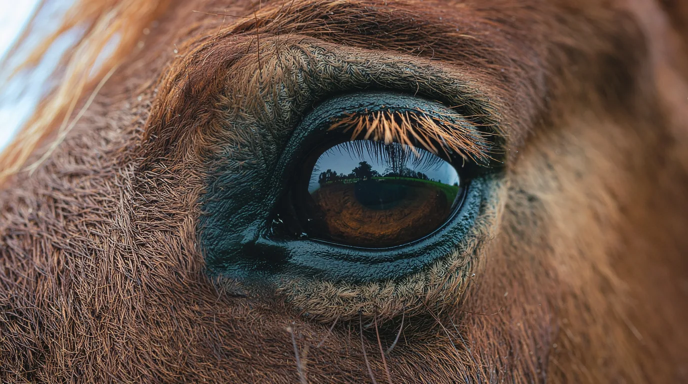 Un regard de cheval au Les Écuries de l’Emeraude, Saint-Sauveur