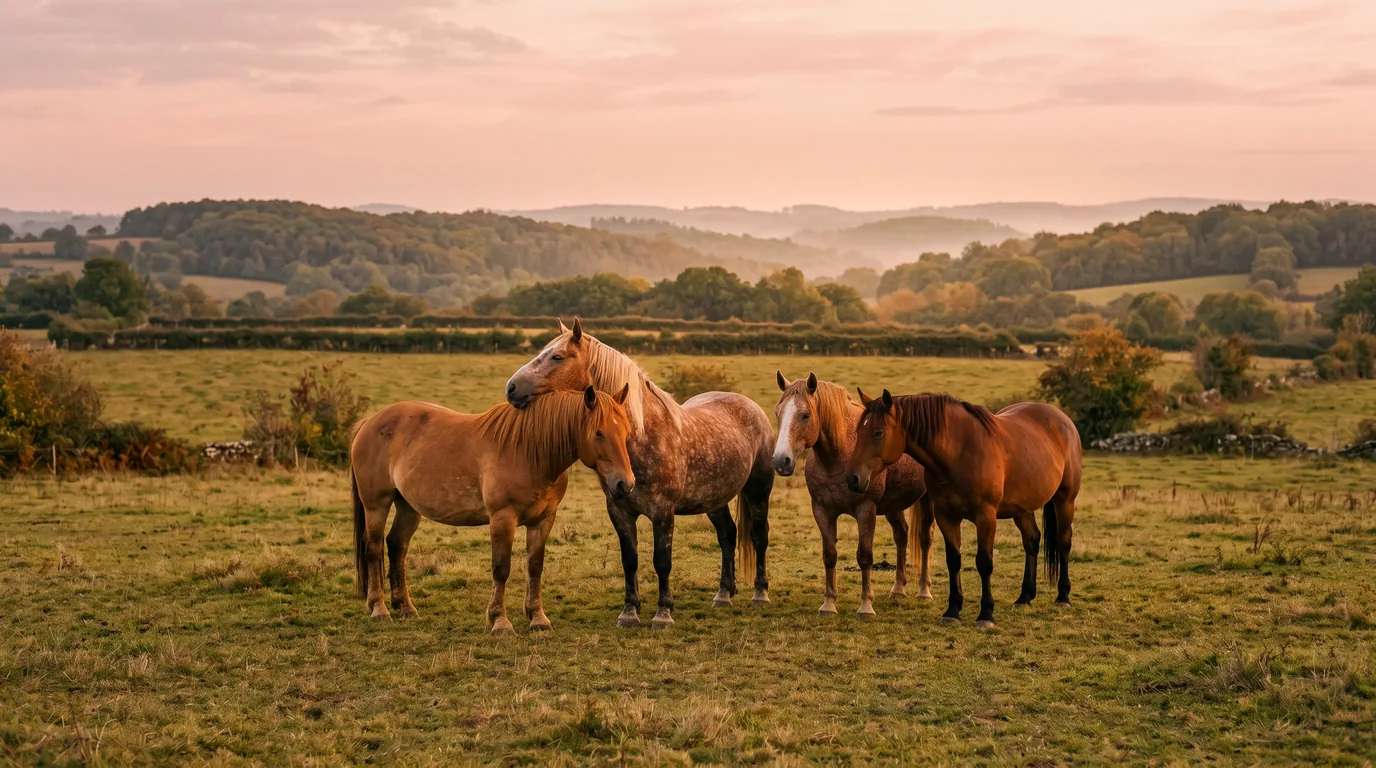 Les chevaux du Les Écuries de l’Emeraude en liberté, Dordogne
